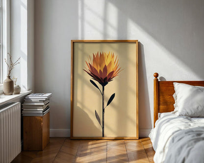 Protea Flower Illustration Print, Botanical Canvas Wall Art, Elegant Floral Decor